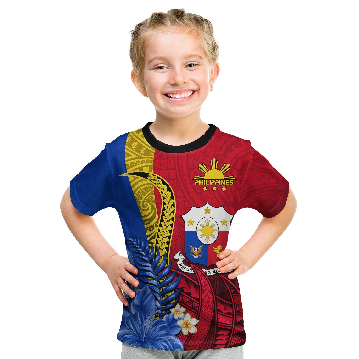 (Custom Personalised) Philippines Sampaguita T Shirt KID Special Polynesian Sun Filipino LT13 Youth XL Size14 - Polynesian Pride