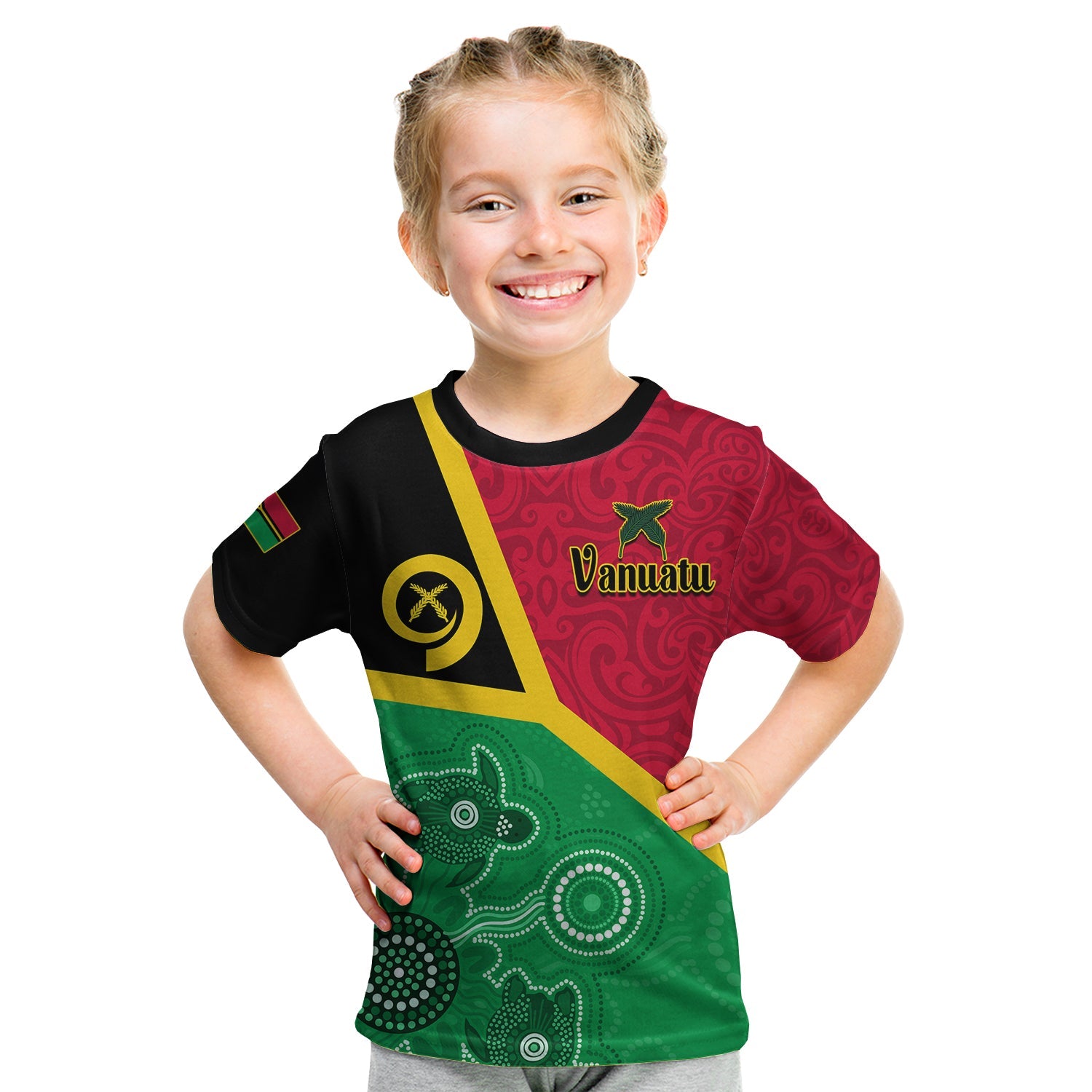 Vanuatu T Shirt KID Aboriginal Turtle Mix Sand Drawing LT13 Youth XL Size14 - Polynesian Pride