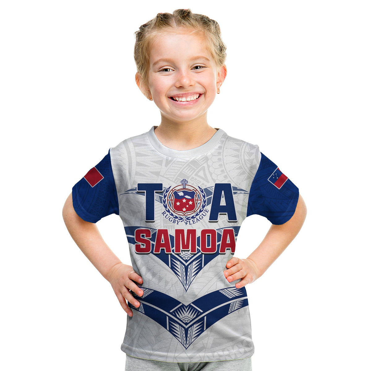 (Custom Text and Number) Toa Samoa Rugby T Shirt Siamupini Proud White LT13 - Polynesian Pride