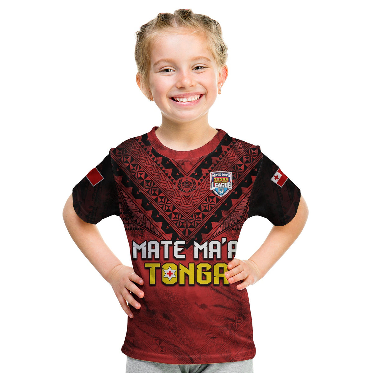 Tonga Rugby MMT T Shirt KID Ngatu Mate Maa Tonga Grunge LT13 Youth XL Size14 - Polynesian Pride
