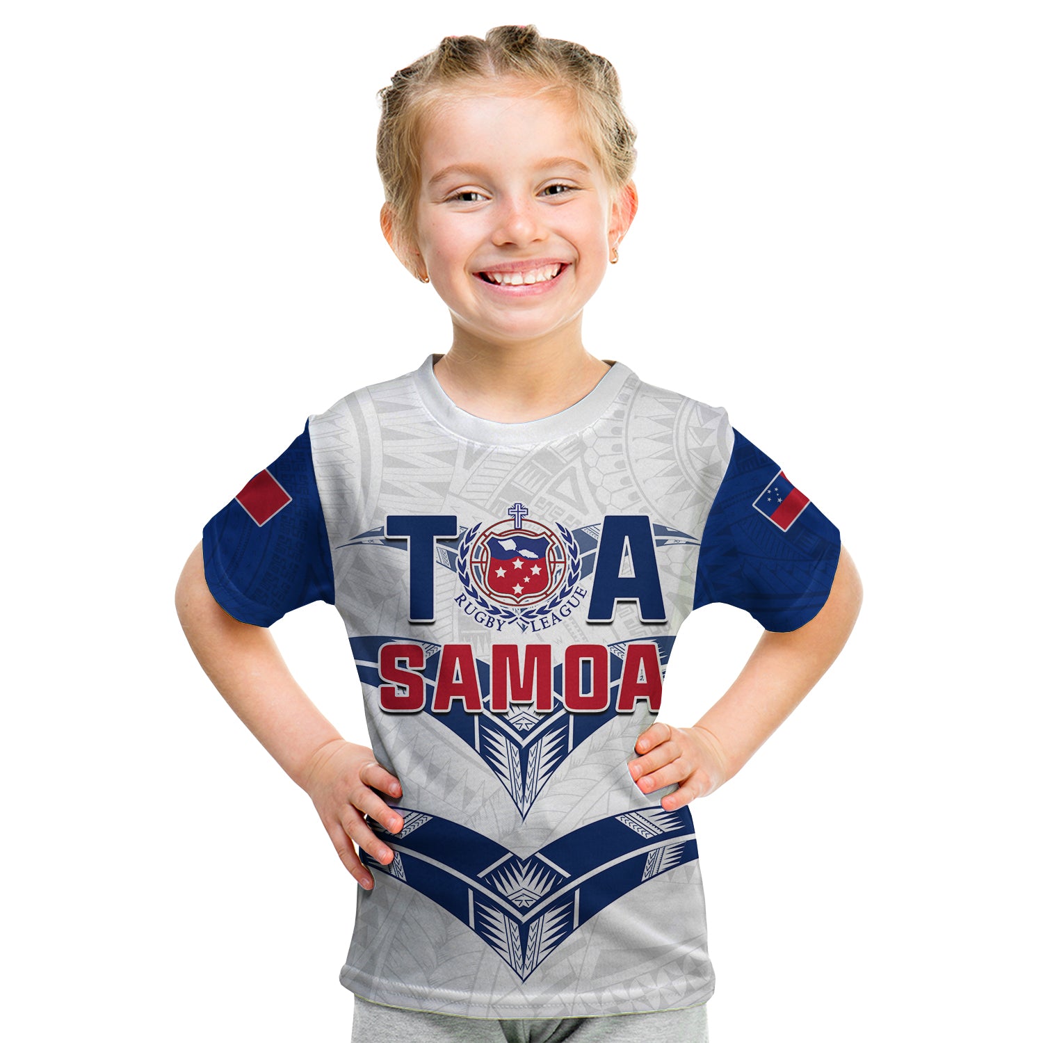 Toa Samoa Rugby T Shirt KID Siamupini Proud White LT13 Youth XL Size14 - Polynesian Pride