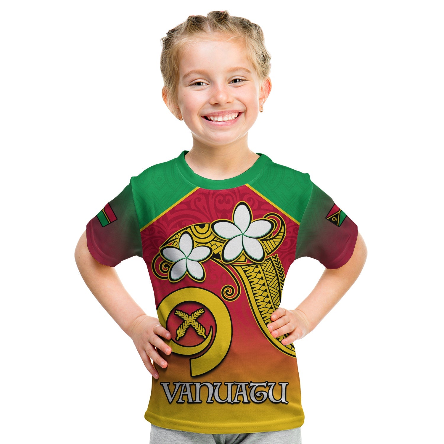 Vanuatu Novelty T Shirt KID Frangipani Tropical Spa Flower LT13 Youth XL Size14 - Polynesian Pride