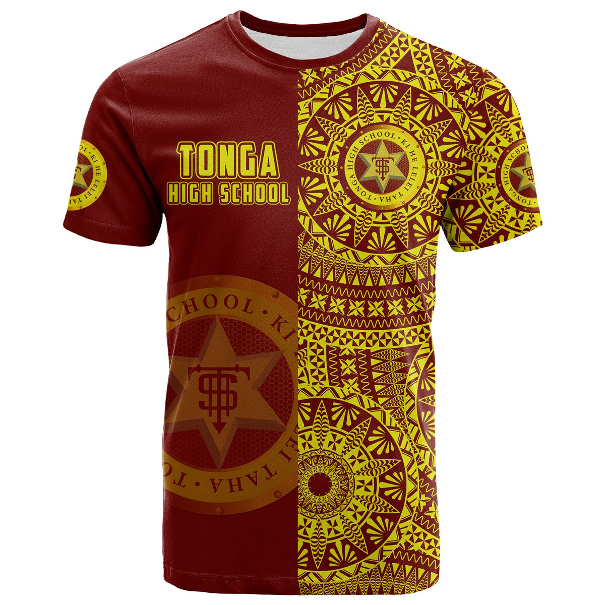Custom Tonga High School T Shirt Tongan Ngatu Pattern LT14 - Polynesian Pride