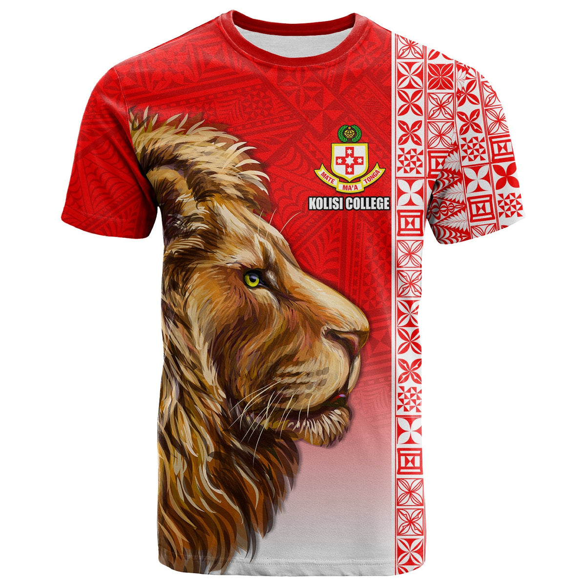 Kolisi Tonga College Atele T Shirt Home of the Lions LT13 Red - Polynesian Pride