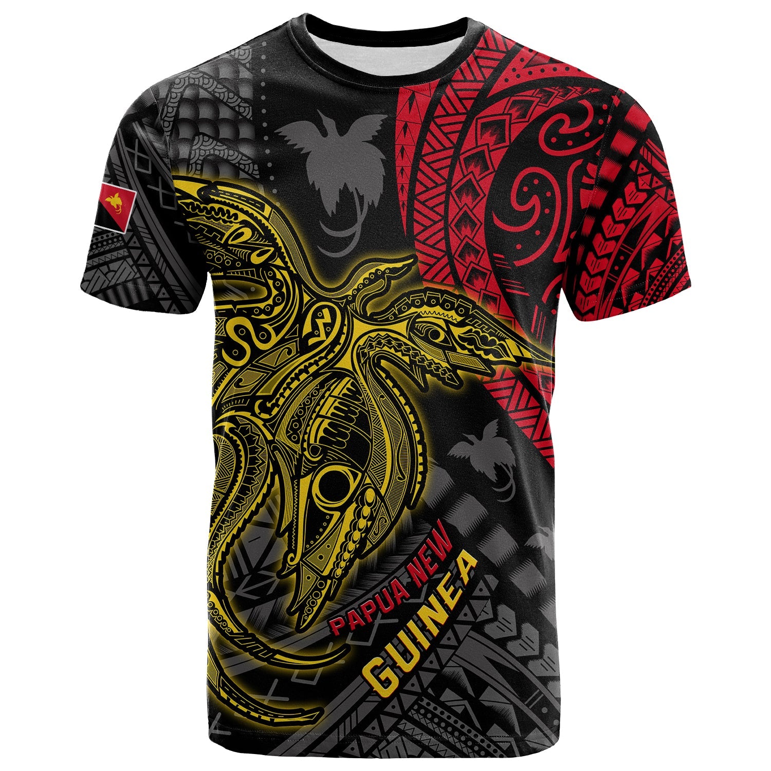 Papua New Guinea T Shirt Raggiana Birds Of Paradise Happy 47th Independence Day LT13 Black - Polynesian Pride