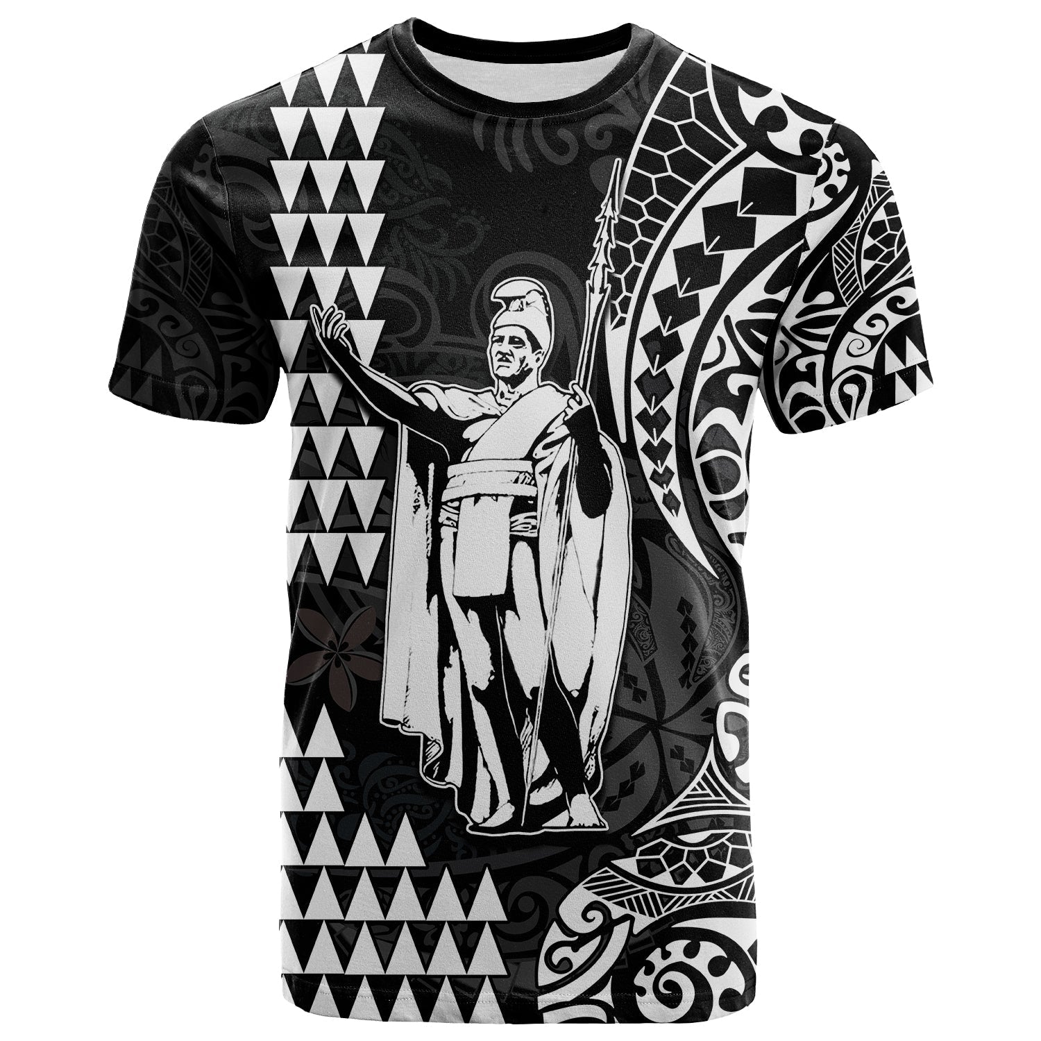 Hawaii Day Kakau T Shirt Proud To Be Hawaiian Black King Kamehameha and Kanaka Maoli LT13 Black - Polynesian Pride
