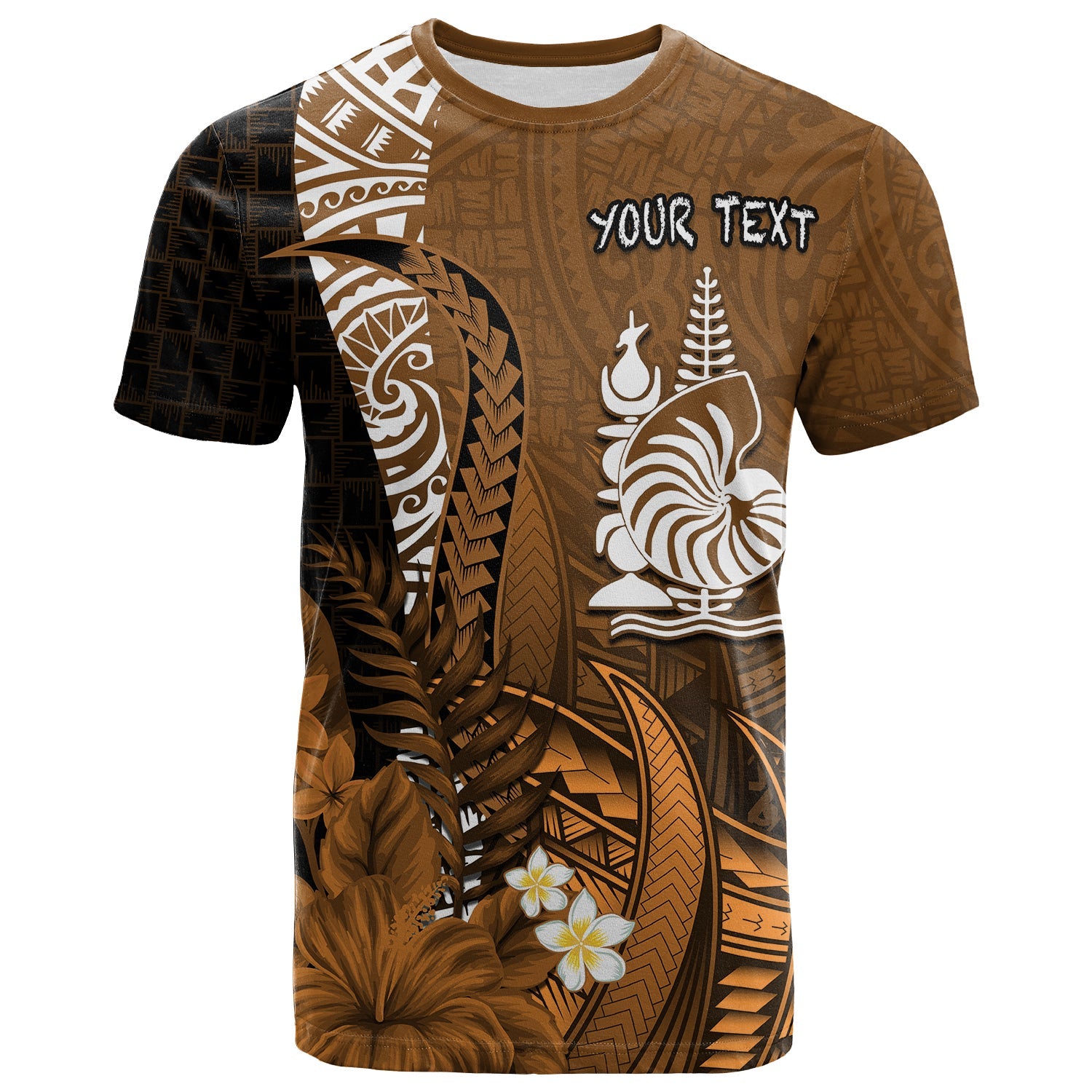 Custom New Caledonia T Shirt Nautilus Gold Polynesian Hibiscus LT13 Gold - Polynesian Pride