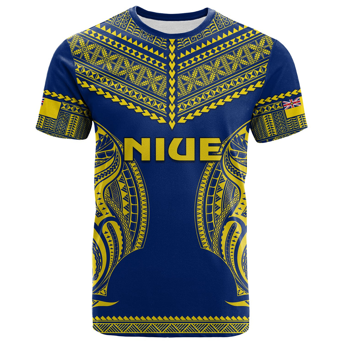 Niue T Shirt Hiapo Mix Polynesian Happy Constitution Day LT14 Blue - Polynesian Pride