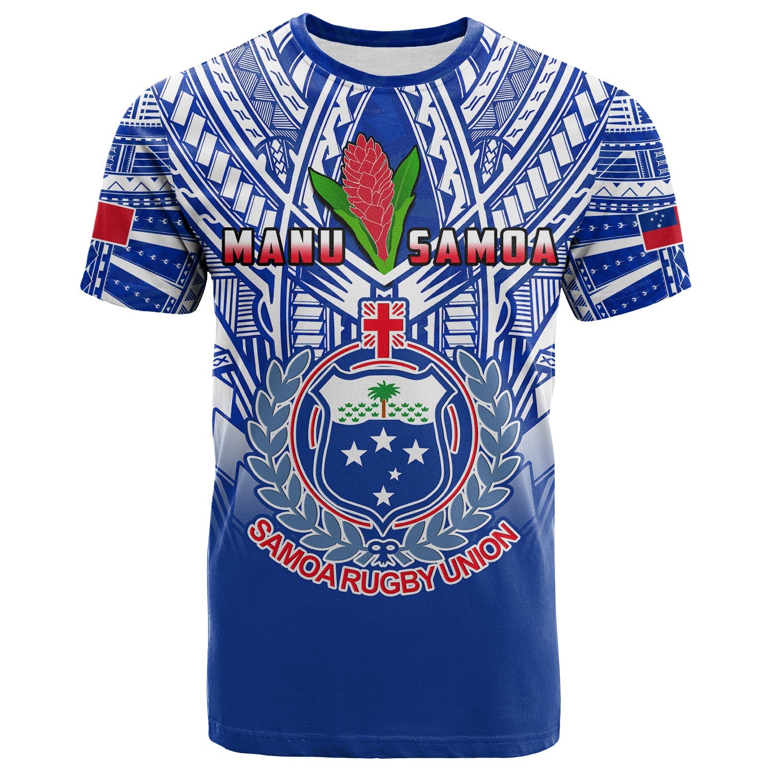 Samoa Rugby T Shirt Manu Samoa 7s Ginger Blue Polynesian LT14 Blue - Polynesian Pride