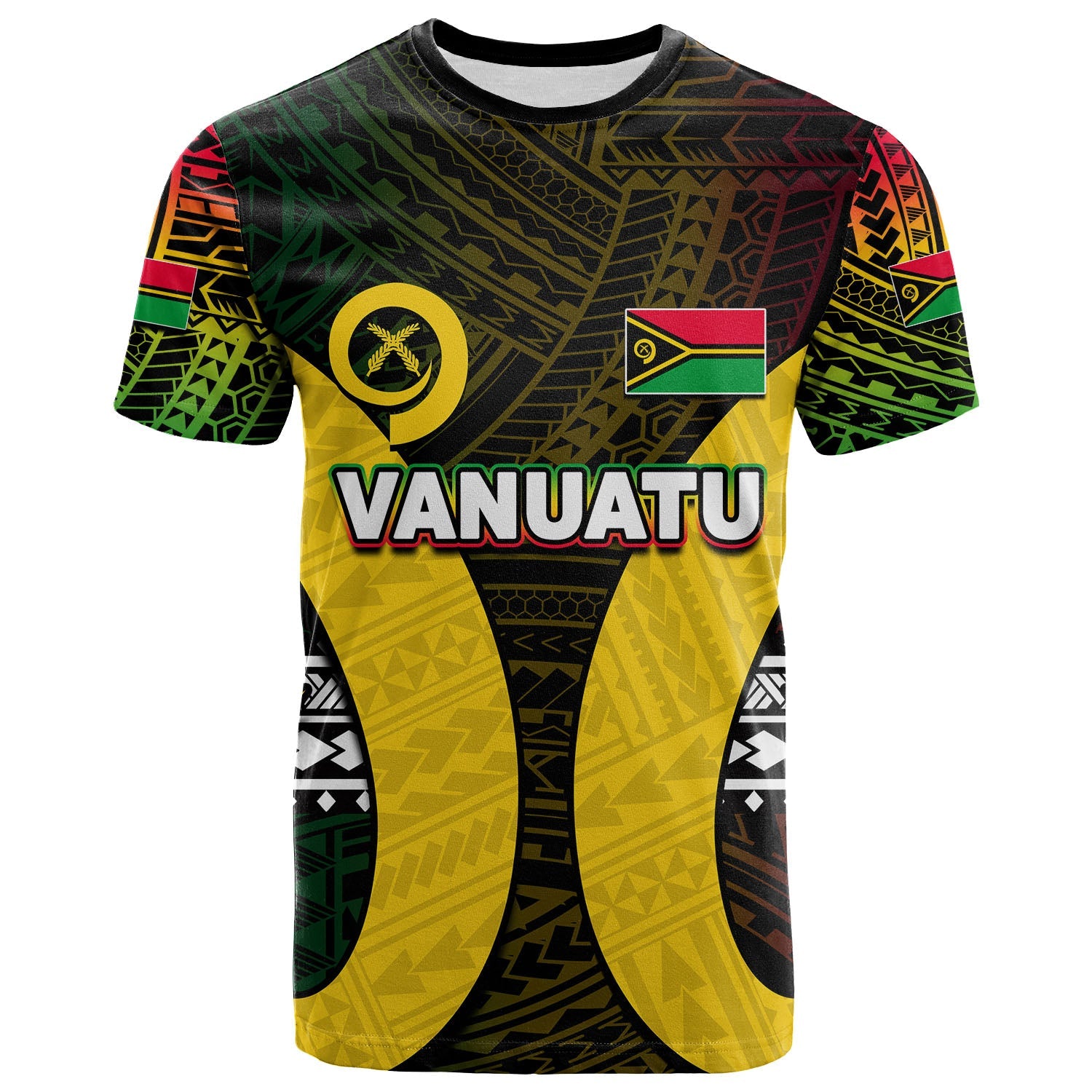 Custom Vanuatu T Shirt Polynesian Patterns Mix Pig Tusk LT6 Black - Polynesian Pride