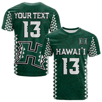(Custom Text and Number) Hawaii Football T Shirt Kakau Warrior Be Stronger LT13 Green - Polynesian Pride