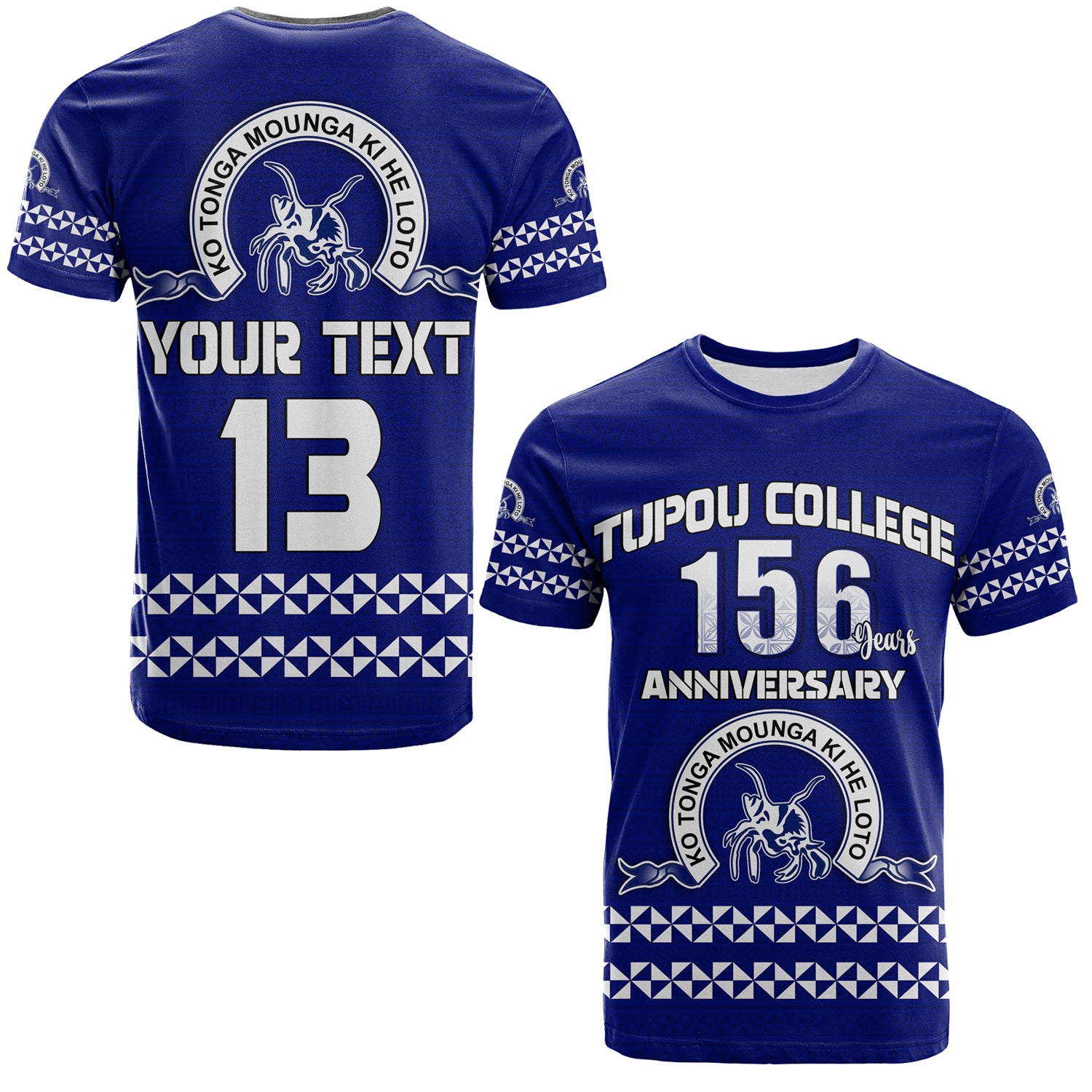 (Custom Text and Number) Tonga Tupou College Toloa T Shirt 156 Years Anniversary Tongan Ngatu LT13 Blue - Polynesian Pride