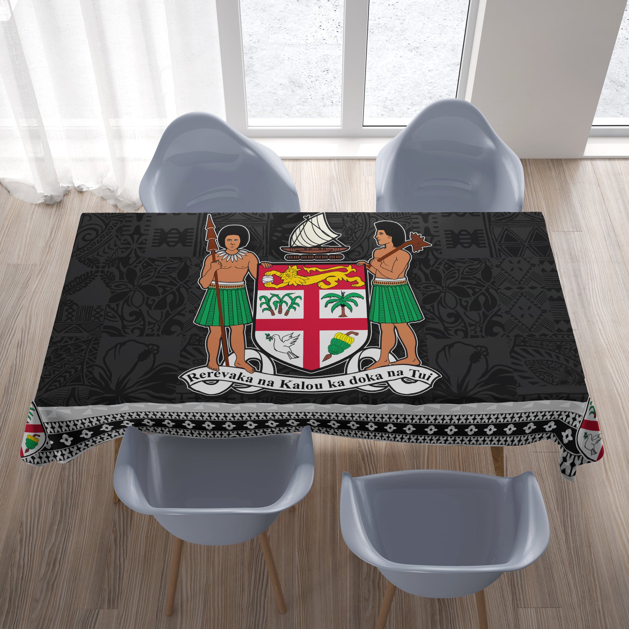 Fiji Tablecloth Black Style LT6 One Size Black - Polynesian Pride