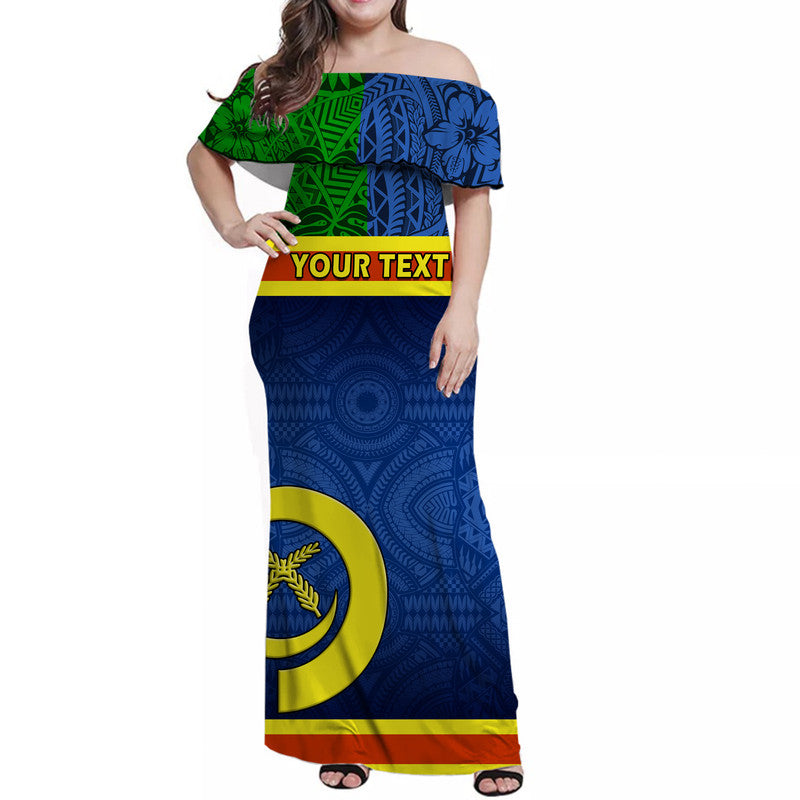 (Custom Personalised) Vanuatu Tafea Province Day Women Off Shoulder Long Dress Tafea Flag Color Style LT9 Women Blue - Polynesian Pride