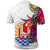 Tahiti Polo Shirt Hibiscus Polynesian White Pattern - Polynesian Pride