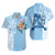 Fiji Tapa Pattern with Hibiscus Hawaiian Shirt - Fiji In My Heart LT7 Cerulean - Polynesian Pride