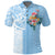 Fiji Tapa Pattern with Hibiscus Polo Shirt Fiji In My Heart LT7 Cerulean - Polynesian Pride