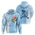 Fiji Tapa Pattern with Hibiscus Zip up Hoodie Fiji In My Heart LT7 Cerulean - Polynesian Pride