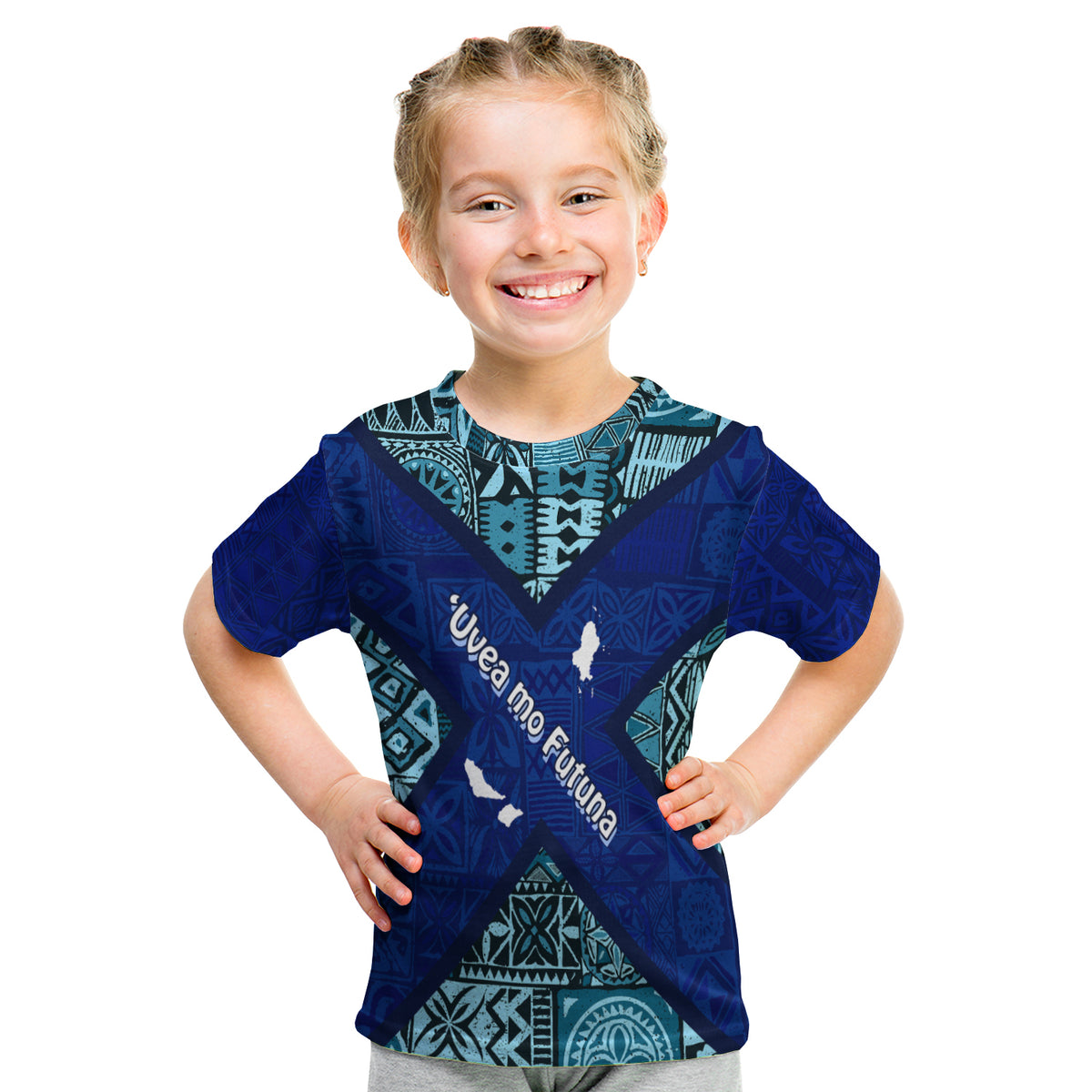 Uvea Mo Futuna Dolphin Tapa Tribal Pattern Kid T Shirt LT7 Youth XL Size14 - Polynesian Pride
