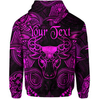 Custom Taurus Zodiac Polynesian Zip Hoodie Unique Style Pink LT8 - Polynesian Pride