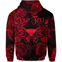 Custom Taurus Zodiac Polynesian Hoodie Unique Style Red LT8 - Polynesian Pride