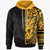 Polynesian Hoodie Tribal Pattern Gold Half Style Unisex Black - Polynesian Pride