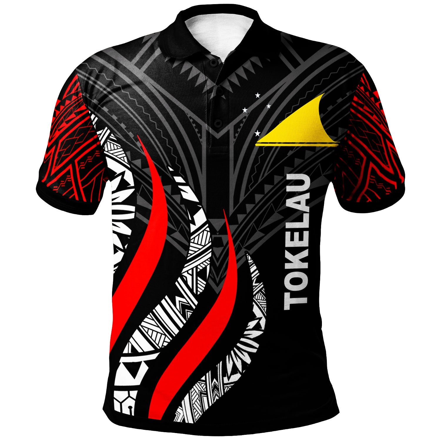 Tokelau Polo Shirt Tokelauan Strong Fire Pattern Red Unisex Red - Polynesian Pride