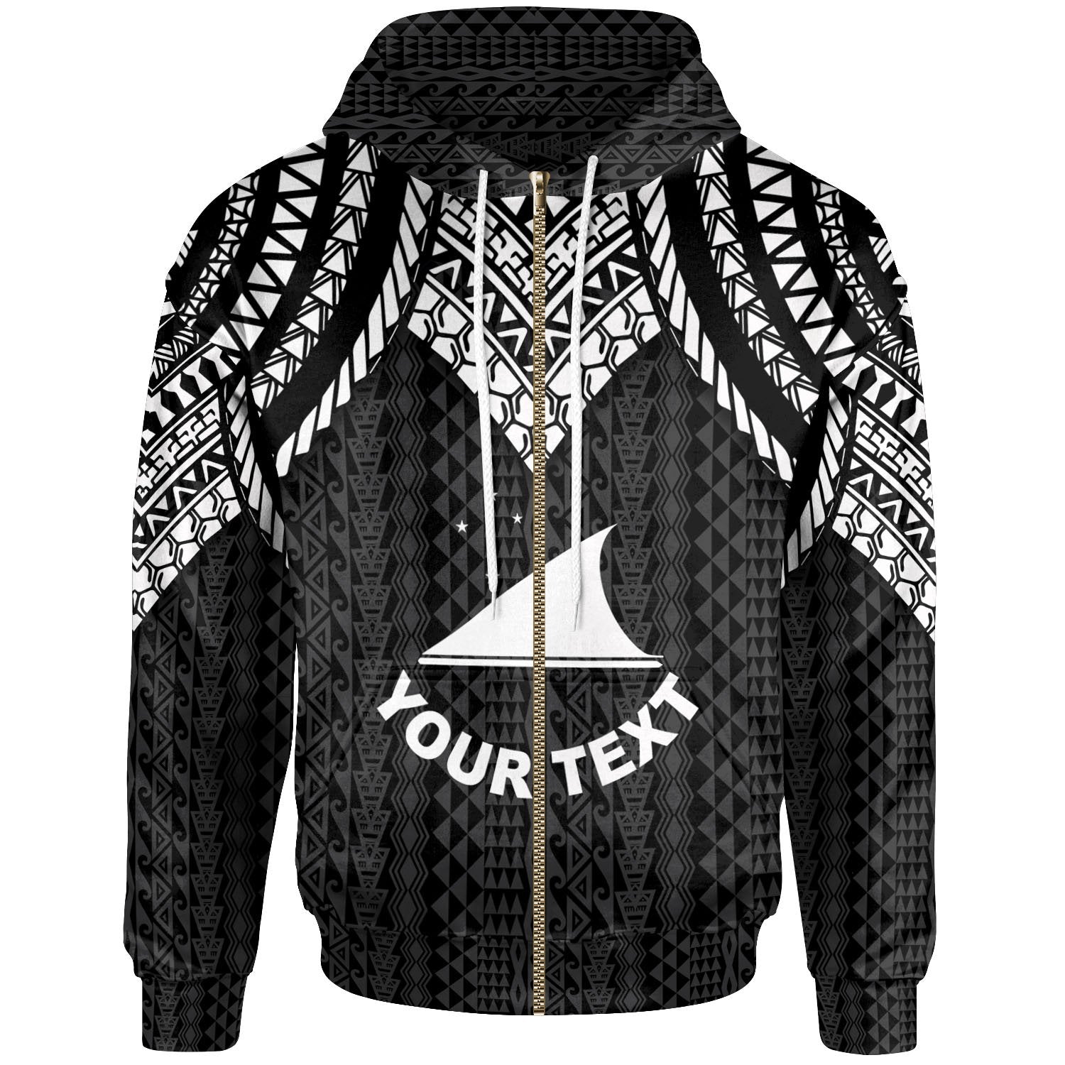 Tokelau Custom Zip up Hoodie Polynesian Armor Style Black Unisex Black - Polynesian Pride