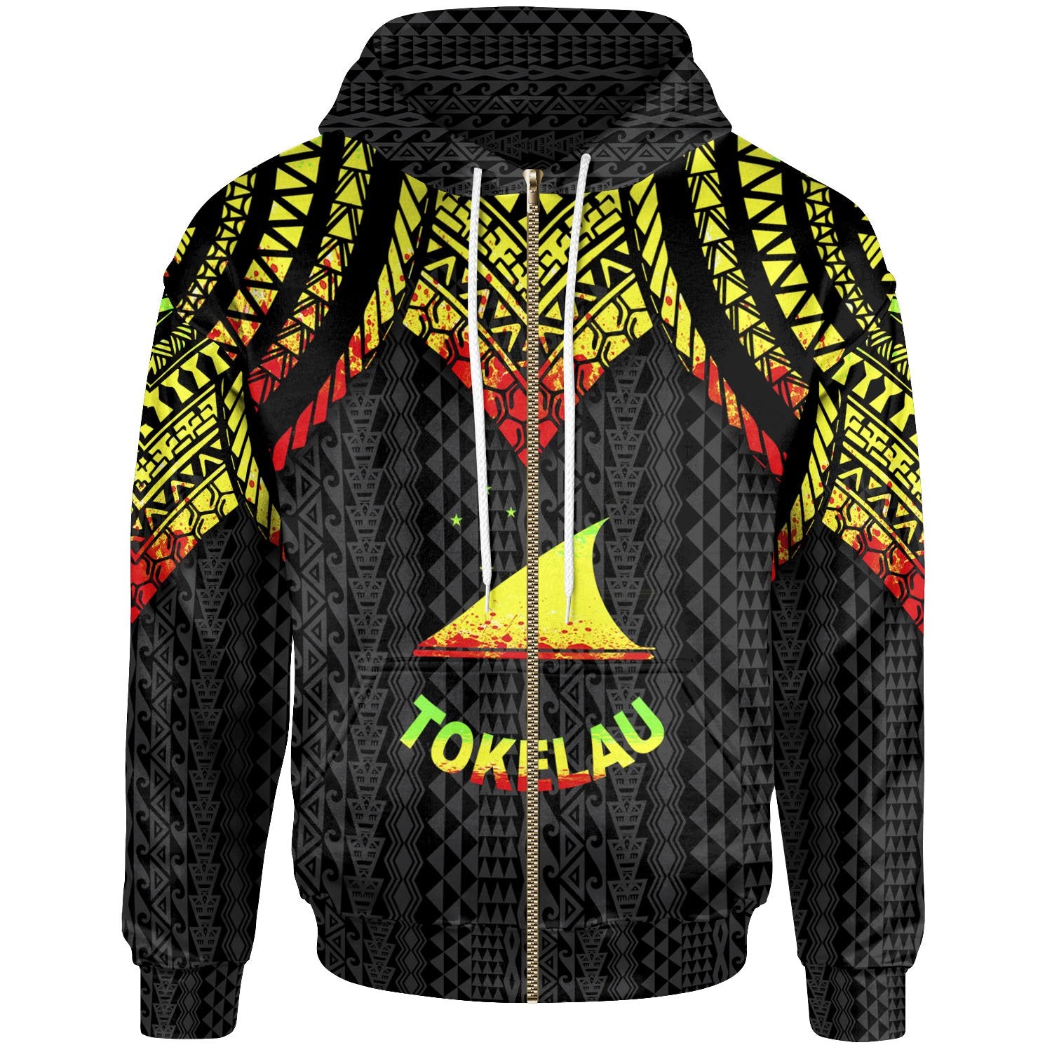 Tokelau Zip up Hoodie Polynesian Armor Style Reagge Unisex Reagge - Polynesian Pride