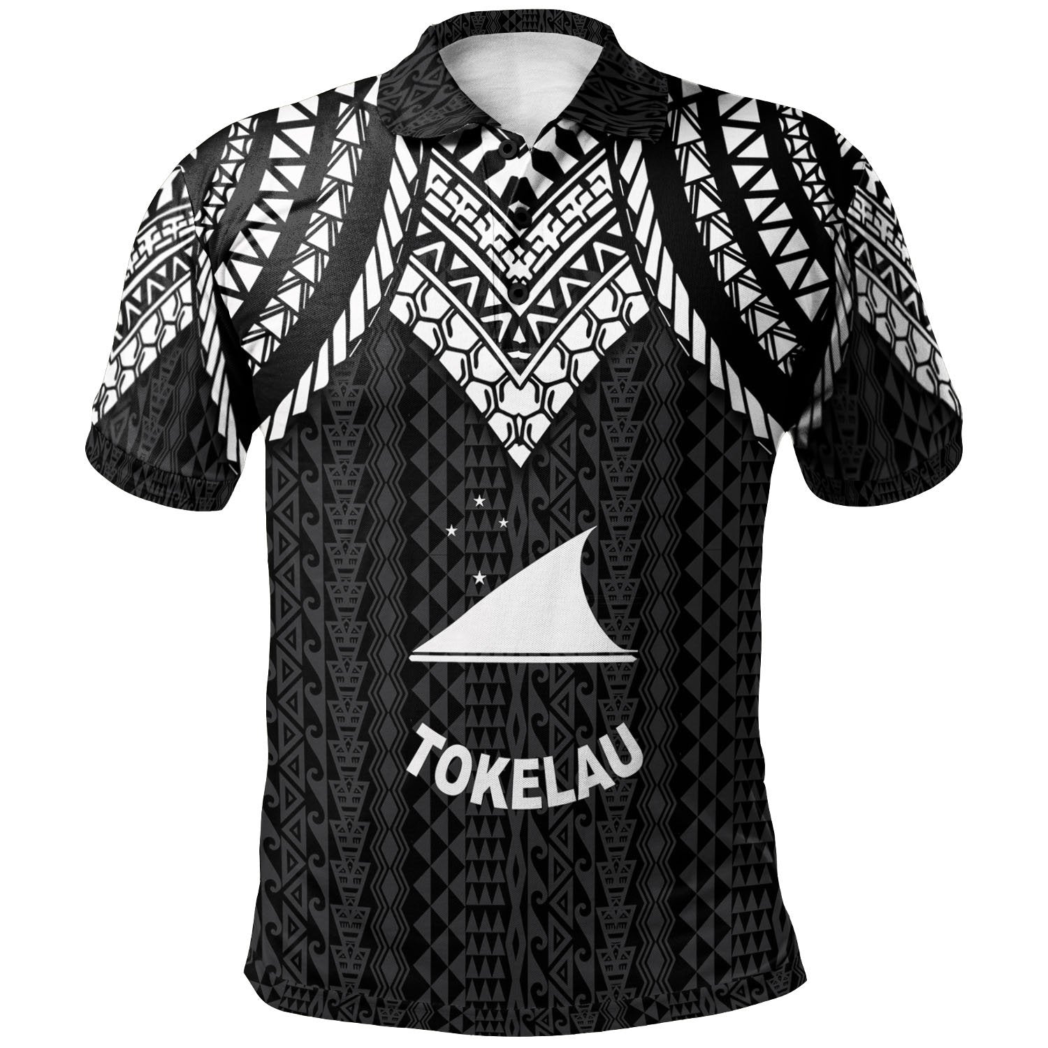 Tokelau Polo Shirt Polynesian Armor Style Black Unisex Black - Polynesian Pride