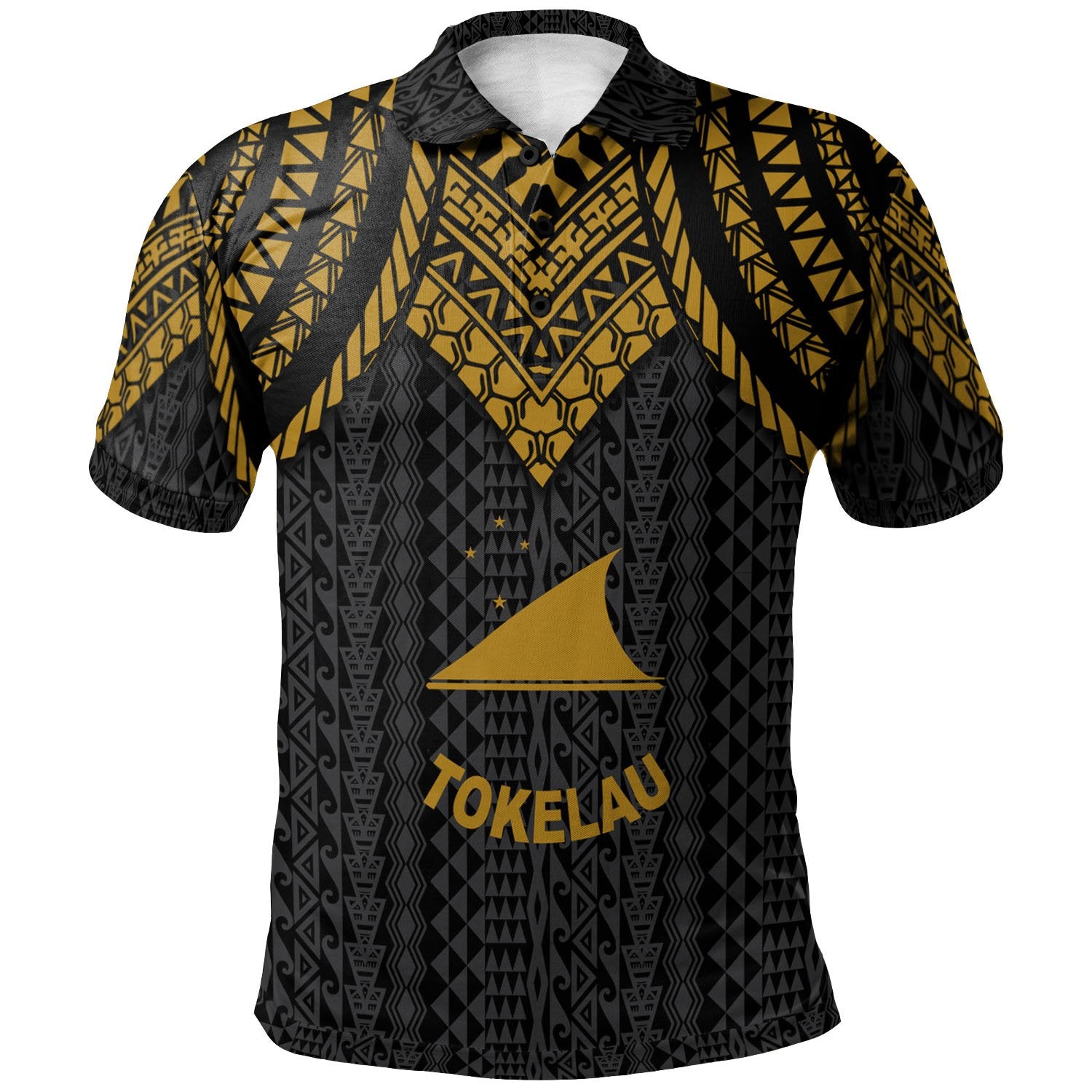 Tokelau Polo Shirt Polynesian Armor Style Gold Unisex Gold - Polynesian Pride