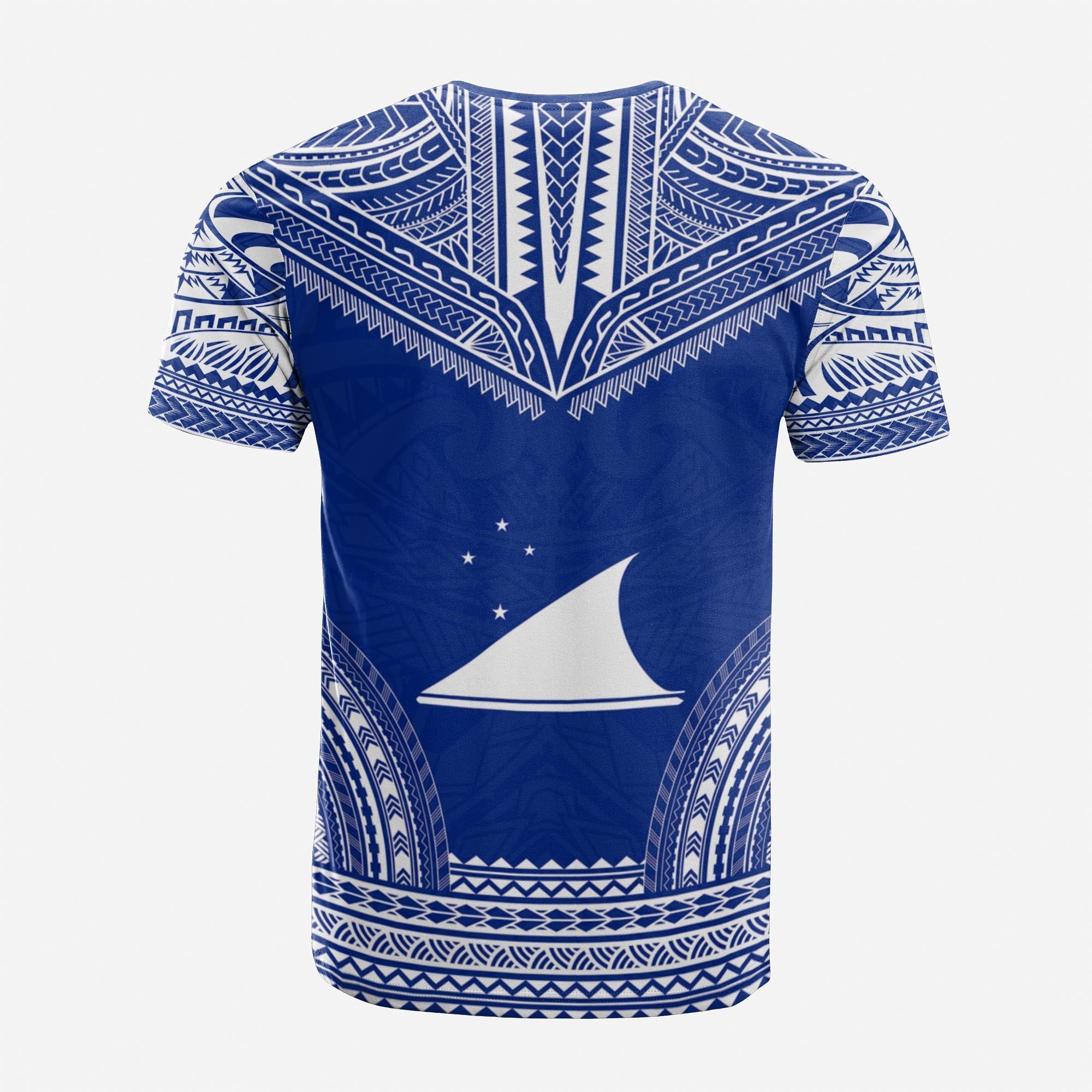 Tokelau Custom T Shirt Tokelau Flag Polynesian Chief Tattoo BLue Version Unisex Blue - Polynesian Pride