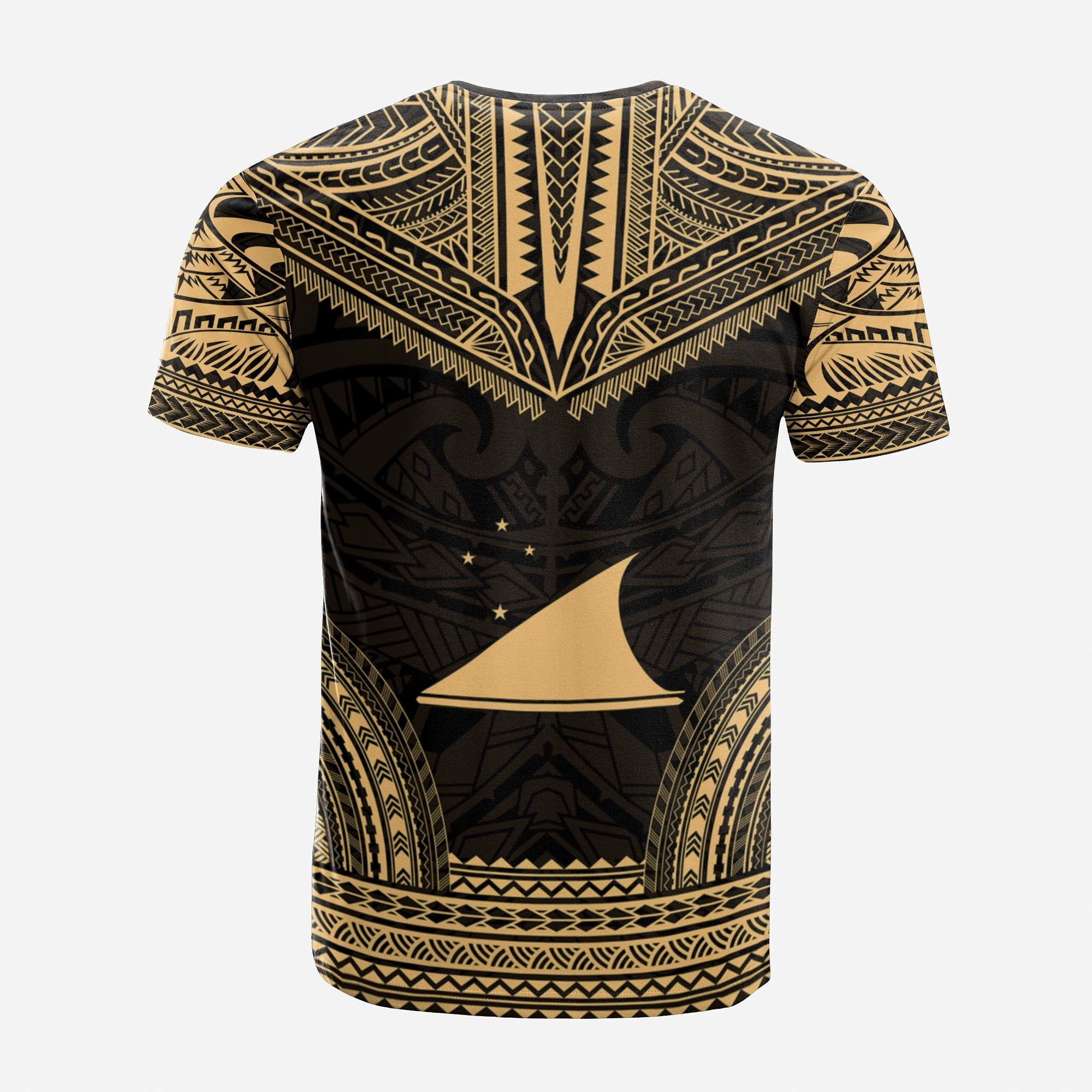 Tokelau Custom T Shirt Tokelau Flag Polynesian Chief Tattoo Gold Version Unisex Gold - Polynesian Pride