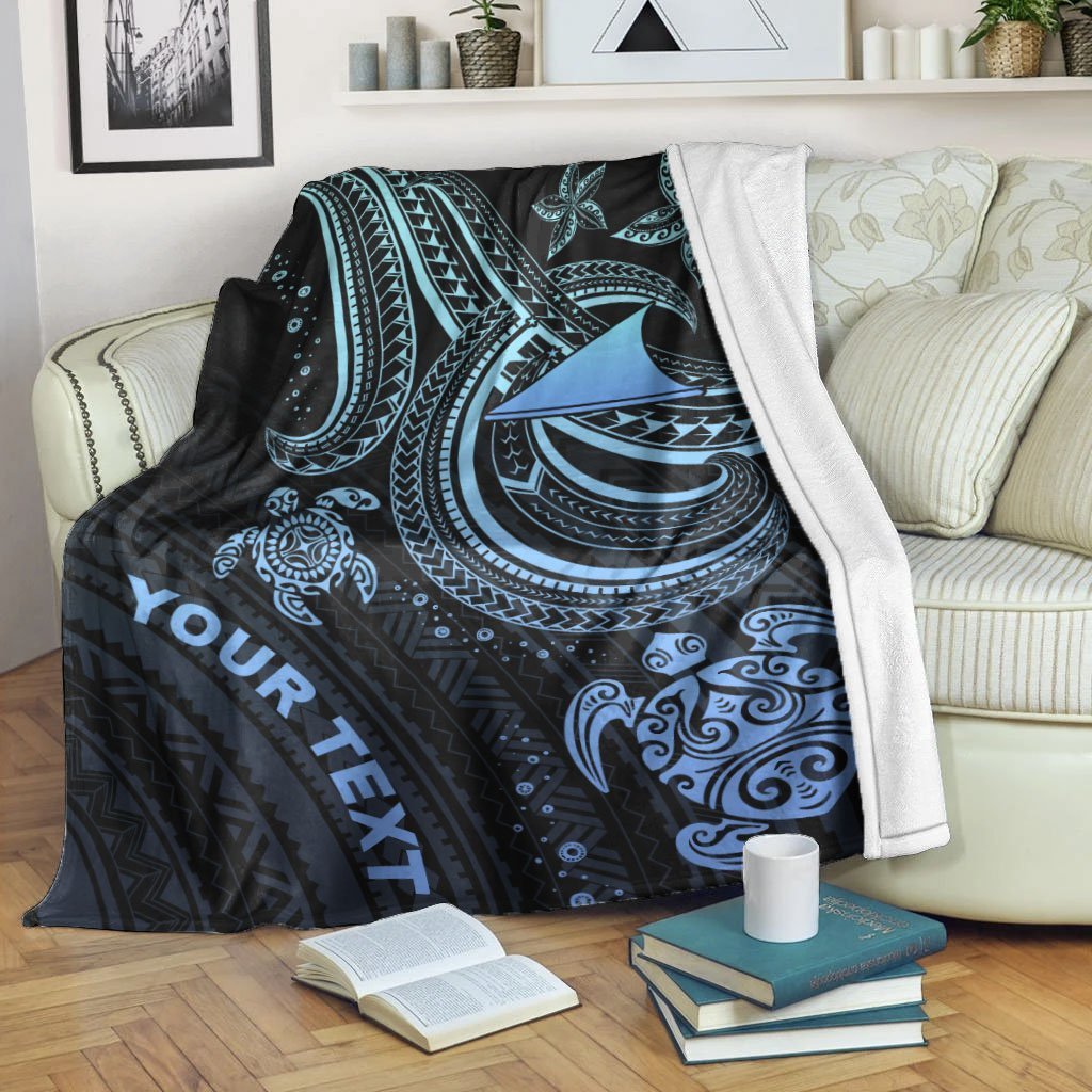 Tokelau Custom Personalised Premium Blanket - Blue Turtle White - Polynesian Pride