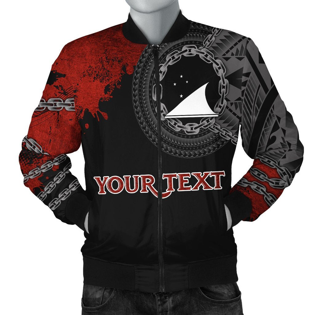 Tokelau Polynesian Personalised Men's Bomber Jacket - Polynesian Chain Style Black - Polynesian Pride