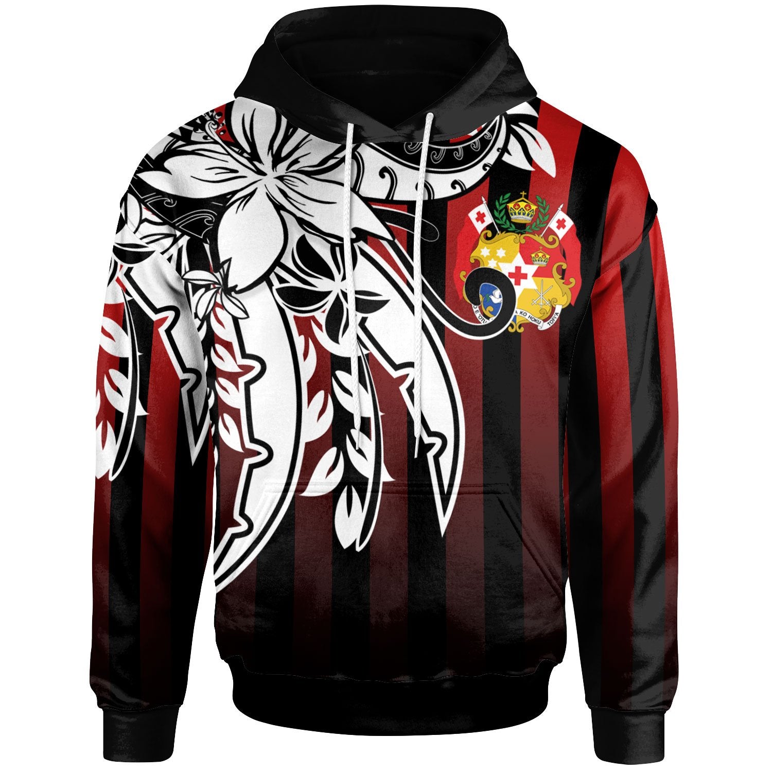 Tonga Hoodie Vertical Stripes Style Unisex Red - Polynesian Pride