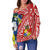 Tonga Off Shoulder Sweater - Polynesian Pattern Red Color LT7 - Polynesian Pride