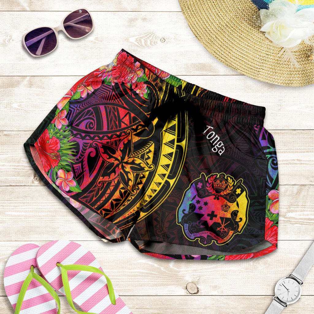 Tonga Women's Shorts - Tropical Hippie Style Women Black - Polynesian Pride