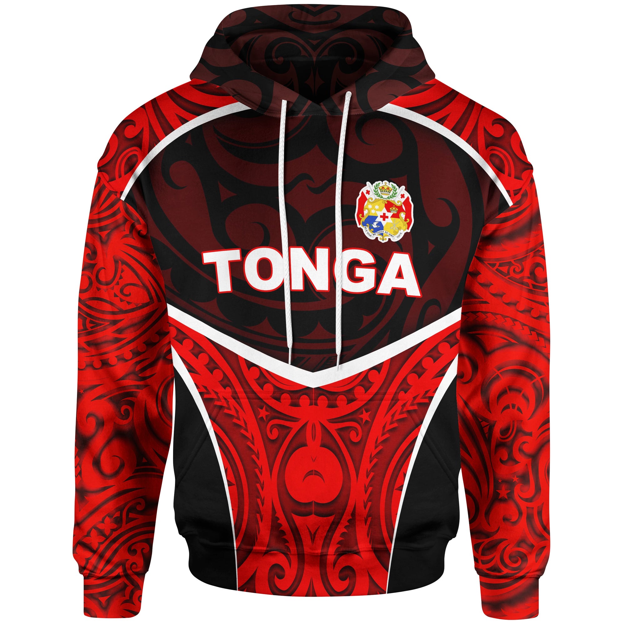 Tonga Hoodie Polynesian Sport Style Unisex Black - Polynesian Pride