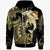 Tonga Zip up Hoodie Hammerhead Shark Tribal Pattern Unisex Gold - Polynesian Pride