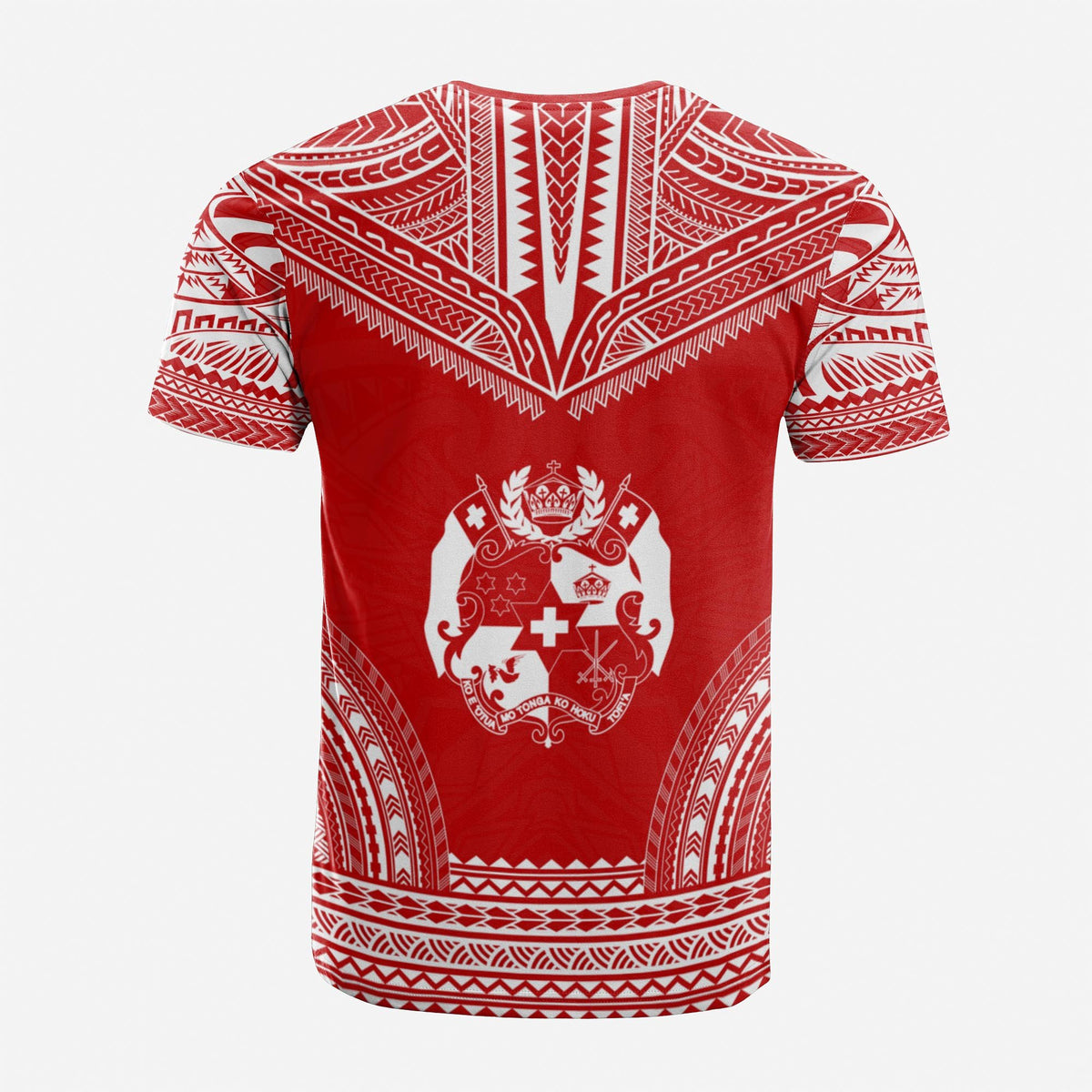 Tonga Custom T Shirt Tonga Coat of Arms Polynesian Chief Tattoo Flag Version - Polynesian Pride