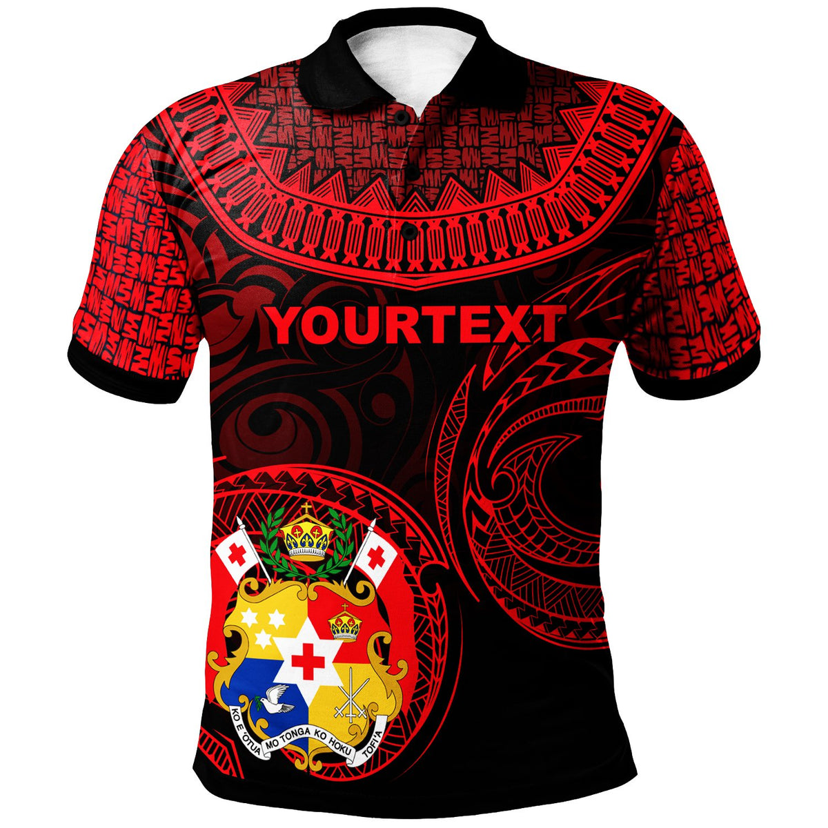 Tonga Custom Polo Shirt Unique Serrated Texture Red - Polynesian Pride