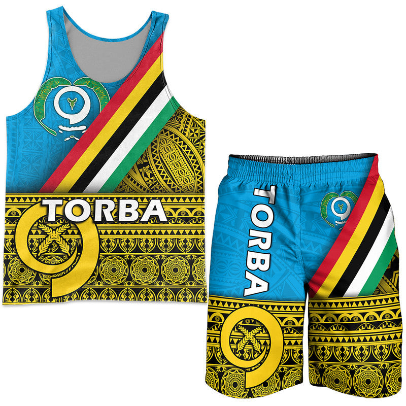 Vanuatu Torba Province Day Combo Men Tank Top and Men Short Torba Flag Color Style LT9 Yellow - Polynesian Pride