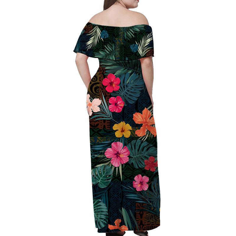 Hawaii Couple Outfits Hawaii Matching Dress and Hawaiian Shirt Tribal Elements And Hibiscus Version LT9 - Polynesian Pride