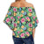 Tropical Hibiscus Banana Leafs Women's Off Shoulder Wrap Waist Top - AH - Polynesian Pride