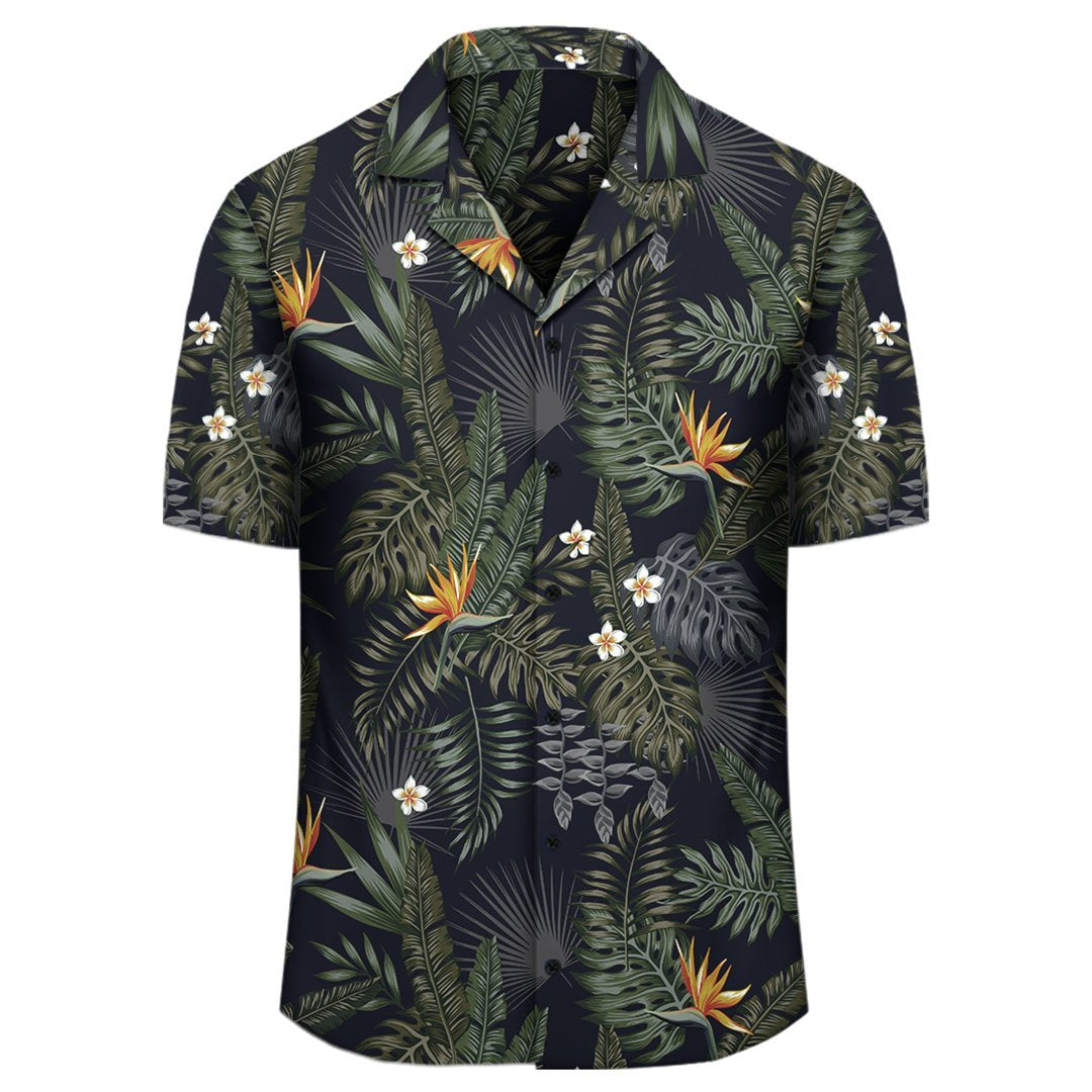Tropical Leaves And Flowers In The Night Style Hawaiian Shirt - Polynesian Pride