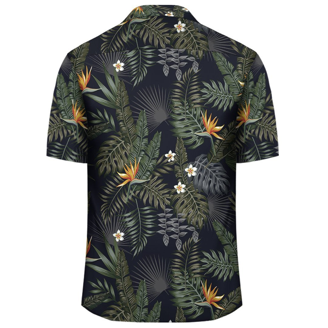 Tropical Leaves And Flowers In The Night Style Hawaiian Shirt - Polynesian Pride