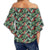 Tropical Monstera Leaf Green Mix Women's Off Shoulder Wrap Waist Top - AH - Polynesian Pride