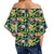 Tropical Pattern With Pineapples Palm Leaves And Flowers Women's Off Shoulder Wrap Waist Top - AH - Polynesian Pride