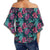 Tropical Pattern Women's Off Shoulder Wrap Waist Top - AH - Polynesian Pride